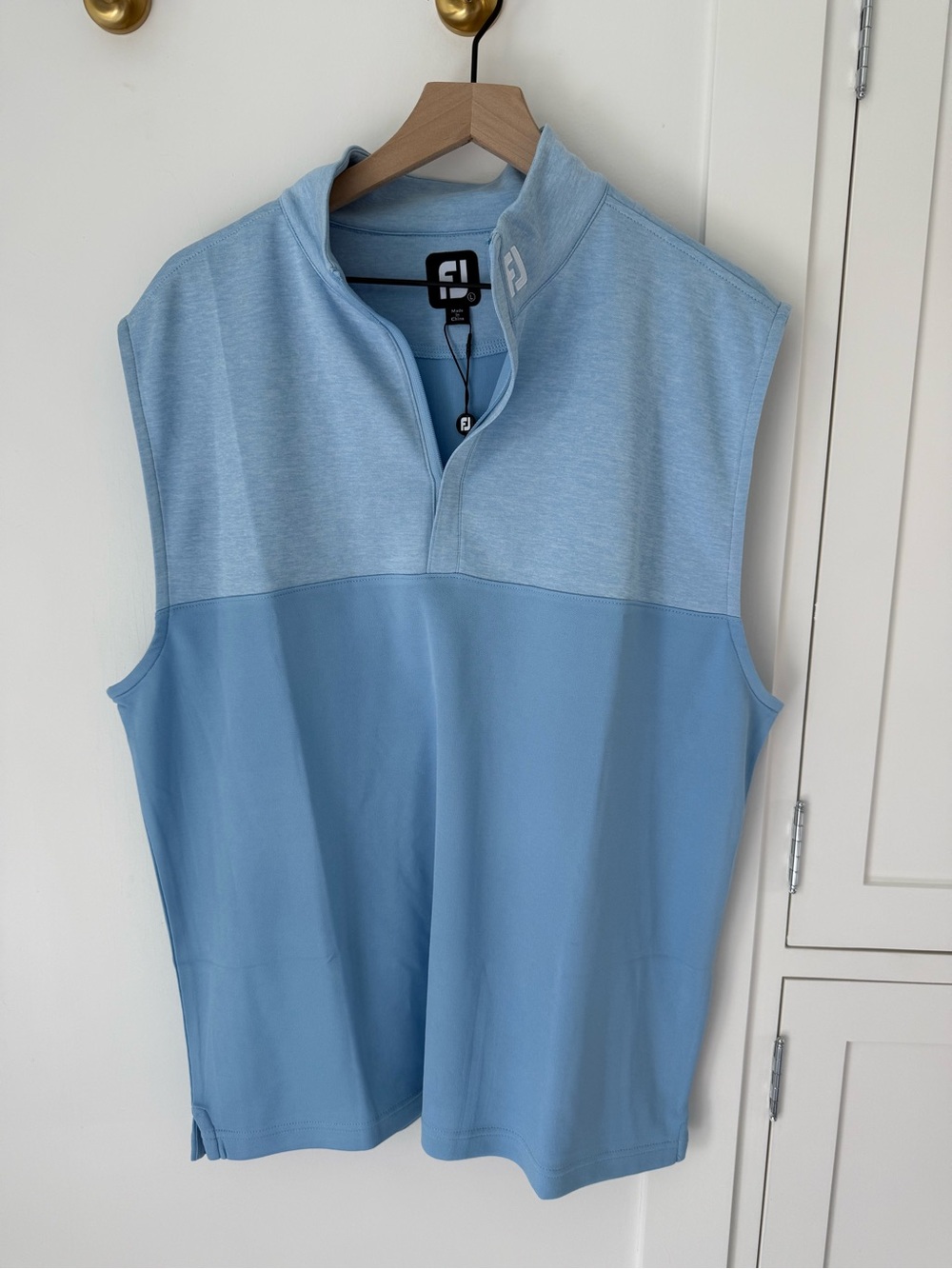 Light Blue FootJoy Men's Quarter-Zip Golf Vest NEW WITH TAGS - Picture 2 of 7